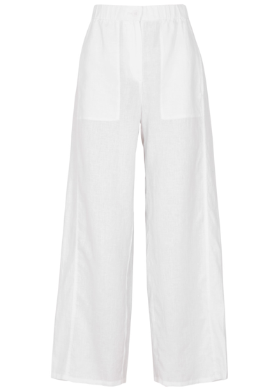 Shop Eileen Fisher Wide-leg Linen Trousers In White