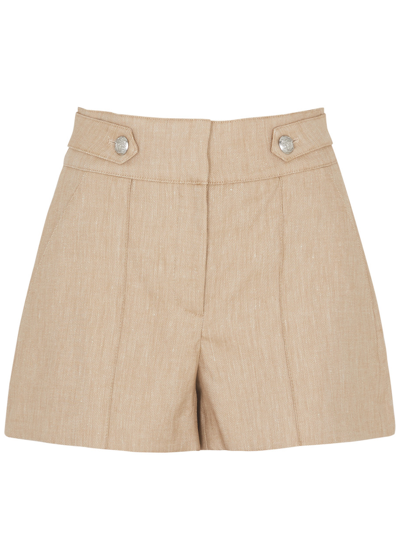 Shop Veronica Beard Runo Linen-blend Shorts In Beige