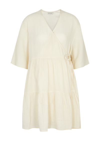 Shop Rhode Magdalena Cotton-gauze Mini Wrap Dress In Ivory
