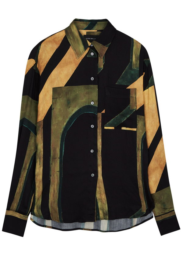 Louisa Ballou abstract-pattern button-up shirt - Yellow