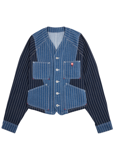 Shop Kenzo Patchwork Striped Denim Jacket