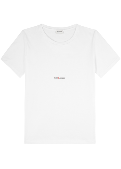 Shop Saint Laurent Logo-print Cotton T-shirt In White
