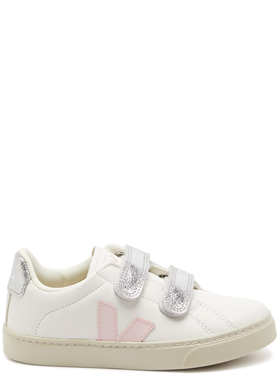 Shop Veja Kids Leather Sneakers (it28-it34) In White