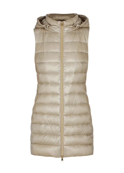 Shop Herno Serena Quilted Hooded Shell Gilet In Cream