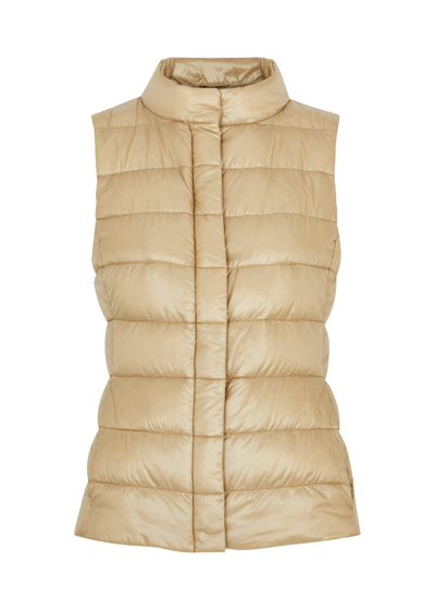 Shop Herno Giulia Quilted Shell Gilet In Gold