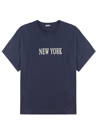 Shop Bode New York Printed Cotton T-shirt In Navy