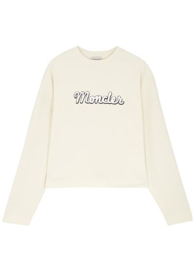 Shop Moncler Logo-appliquéd Cotton Sweatshirt In Off White