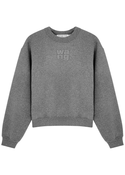 Shop Alexander Wang T Alexander Wang Glittered Cotton-blend Sweatshirt In Grey