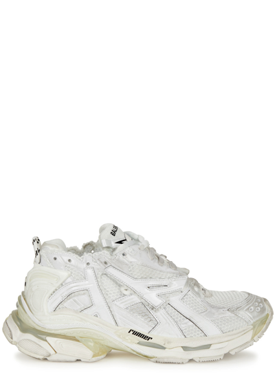 Shop Balenciaga Runner Panelled Mesh Sneakers, Sneakers, White, Rubberised