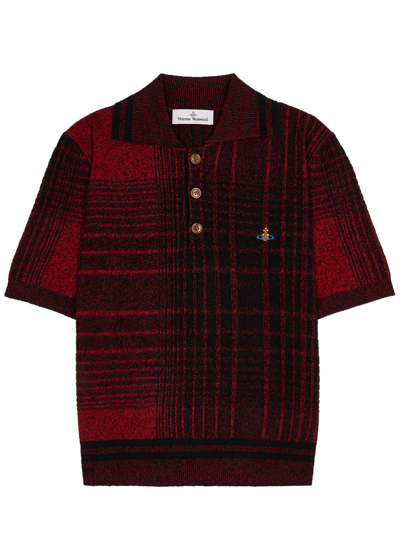 Shop Vivienne Westwood Checked Cotton-blend Polo Shirt In Red
