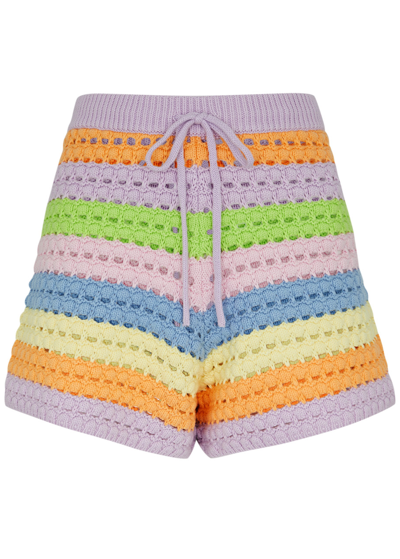 Shop Olivia Rubin Wallis Striped Crochet Shorts In Multicoloured
