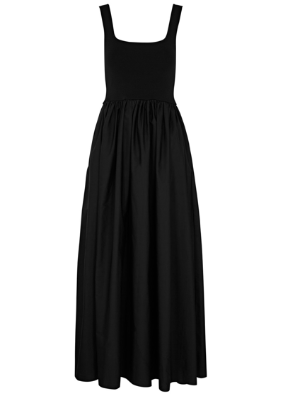 Shop Matteau Knitted And Cotton-poplin Maxi Dress In Black
