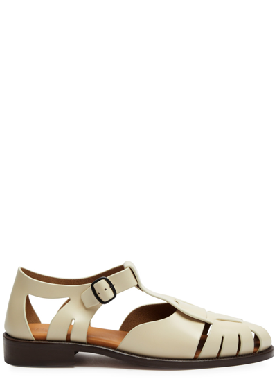 Shop Hereu Pesca Leather Sandals In Off White