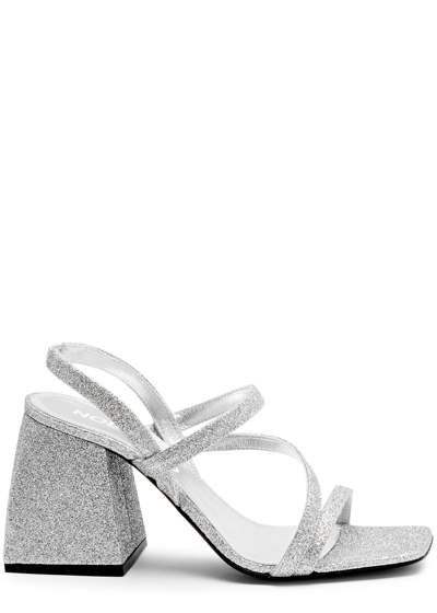Shop Nodaleto Bulla Gemini 90 Glittered Slingback Sandals In Silver