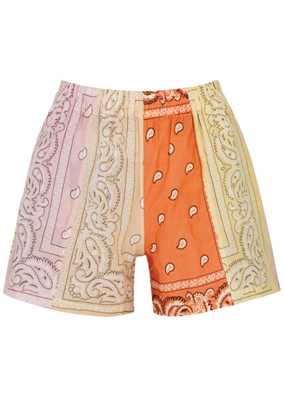 Shop Arizona Love Bandana-print Orange Cotton Shorts, Shorts, Relaxed Fit