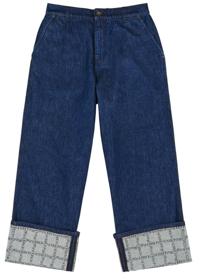 Shop Jw Anderson Turn-up Wide-leg Jeans In Blue
