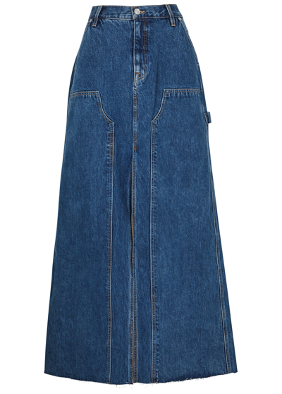 Shop Slvrlake Worker Denim Maxi Skirt In Dark Blue
