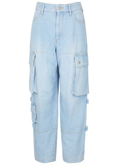 Shop Isabel Marant Elore Tapered-leg Cargo Jeans In Light Blue