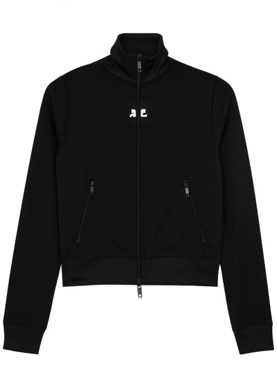 Shop Courrèges Logo Jersey Track Jacket In Black