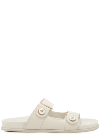 Shop Jimmy Choo Fayence Embellished Leather Sandals In White