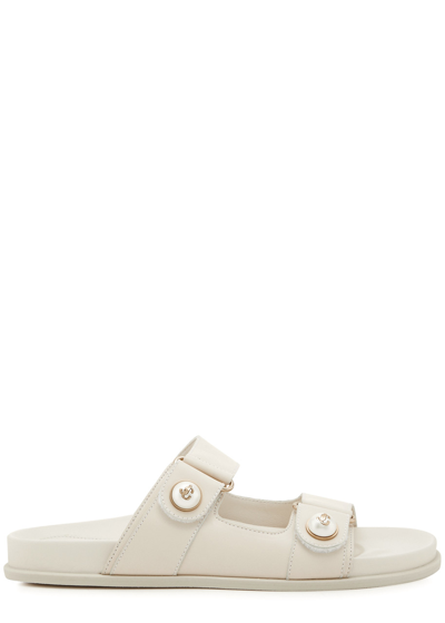 Jimmy Choo Fayence Faux Pearl-embellished Leather Slides In White