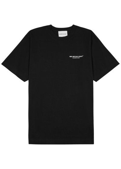 Shop Mki Miyuki Zoku Logo-print Cotton T-shirt In Black