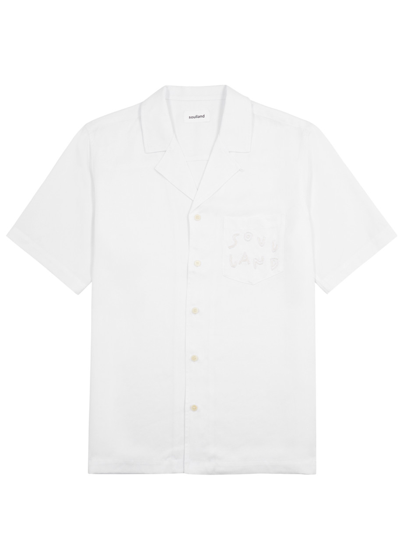 Shop Soulland Orson Logo-embellished Twill Shirt In White