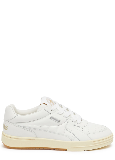 Shop Palm Angels Palm University Panelled Leather Sneakers In White