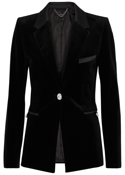 Shop Rabanne Crystal-embellished Velvet Blazer In Black