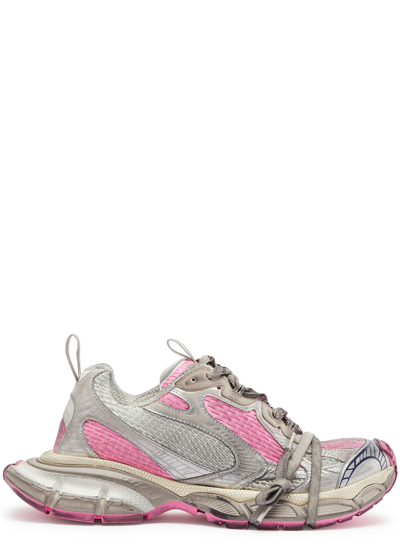 Shop Balenciaga 3xl Distressed Panelled Mesh Sneakers In Pink