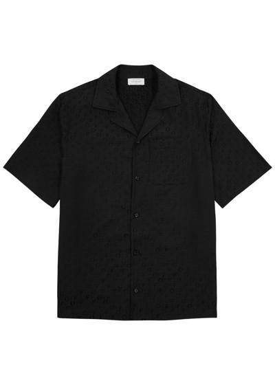 Shop Off-white Logo-jacquard Silk-blend Shirt In Black