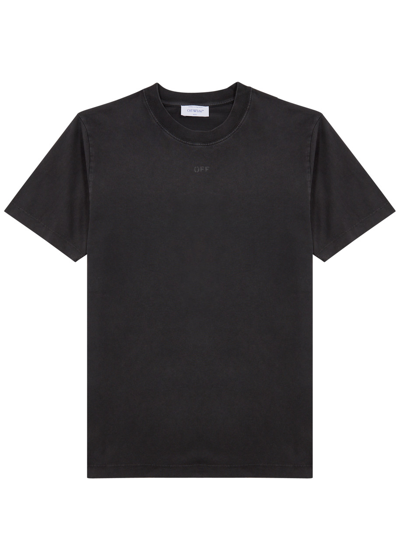Shop Off-white Super Moon Printed Cotton T-shirt In Black