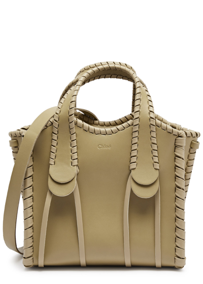 Shop Chloé Mony Small Leather Tote, Leather Bag, Brown