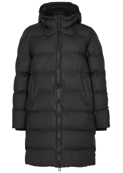 Shop Rains Quilted Rubberised Coat In Black
