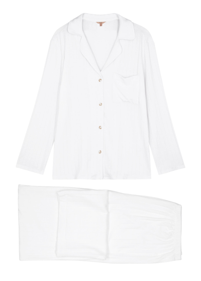 Shop Eberjey Gisele Stretch-jersey Pyjama Set In White