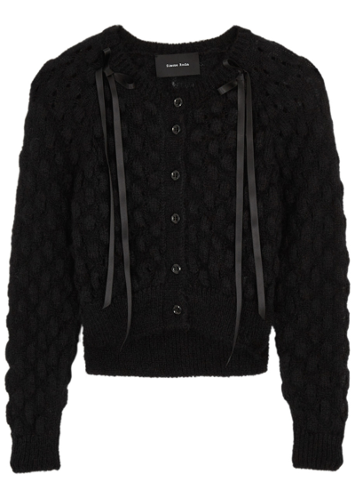 Shop Simone Rocha Bubble-knit Mohair-blend Cardigan In Black