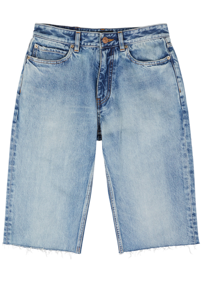 Shop Balenciaga Slim-leg Denim Shorts In Blue