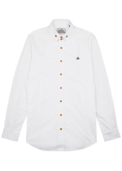 Shop Vivienne Westwood Krall Logo-embroidered Cotton Shirt In White