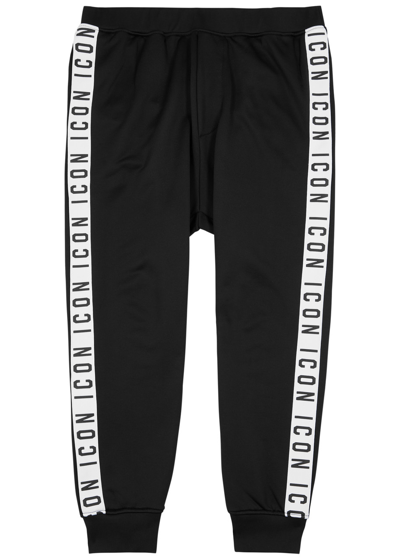 Shop Dsquared2 Logo Striped Jersey Sweatpants In Black And White