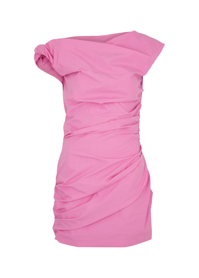 Shop Paris Georgia Remmy Draped Cotton-blend Mini Dress, Dress, Pink, Lined