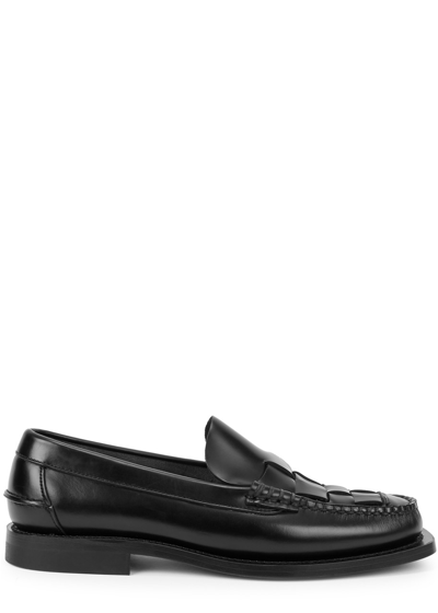 Shop Hereu Nombela Leather Loafers In Black