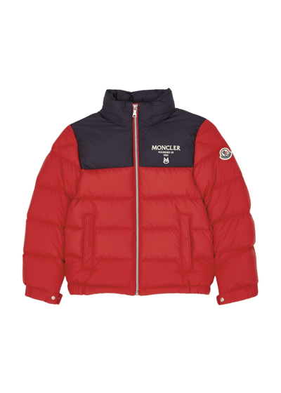 Shop Moncler Kids Joe Quilted Shell Jacket (8-10 Years) In Red