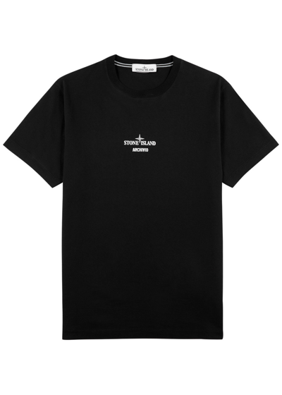 Shop Stone Island Archivio Logo-print Cotton T-shirt In Black