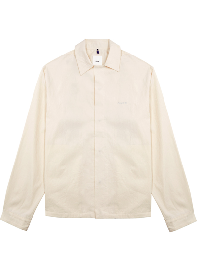 Shop Oamc System Logo-embroidered Cotton Shirt In Cream