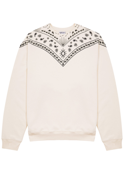 Shop Marcelo Burlon County Of Milan Bandana-print Cotton Sweatshirt In Beige