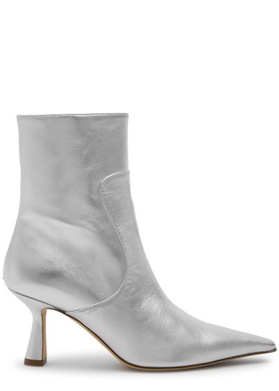 Shop Aeyde Zuri 75 Leather Ankle Boots In Silver