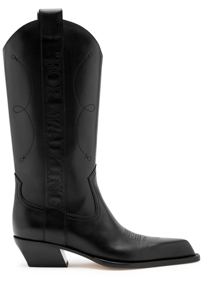 Shop Off-white For Walking 50 Leather Cowboy Boots In Black