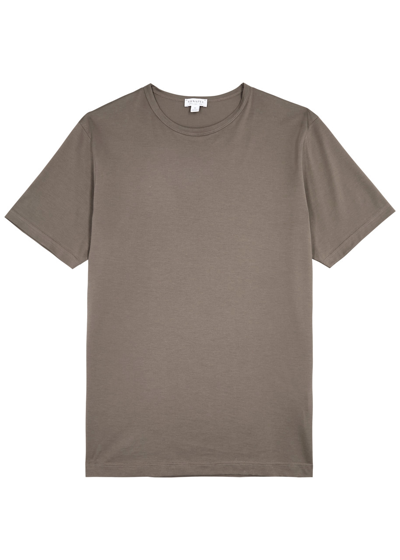 Shop Sunspel Cotton T-shirt In Light Brown