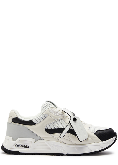Shop Off-white Kick Off Panelled Leather Sneakers In White And Black