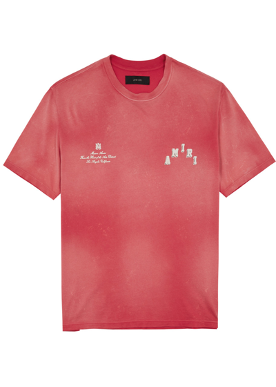 Shop Amiri Collegiate Logo Cotton T-shirt In Red